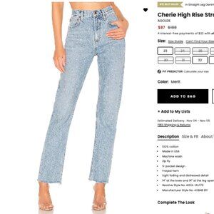 AGOLDE Cherie High Rise Straight Jeans “Merit"
